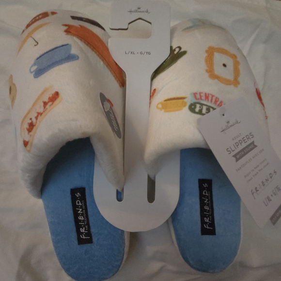 Hallmark Shoes - "Friends" White and Blue Slippers